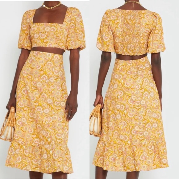 Anthropologie Dresses & Skirts - (OPT) Anthropologie Brand New Mustard Paisley Sana Two Piece Set
